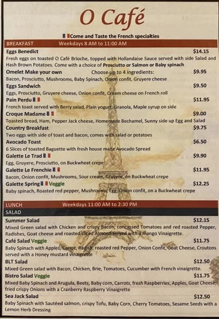 Menu_O Cafe Bakery Bistro_Fair Oaks, CA_image_old_1