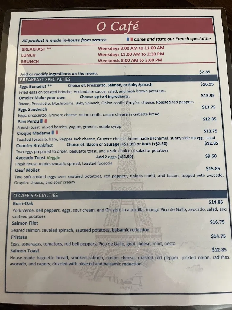 Menu_O Cafe Bakery Bistro_Fair Oaks, CA_image_old_2