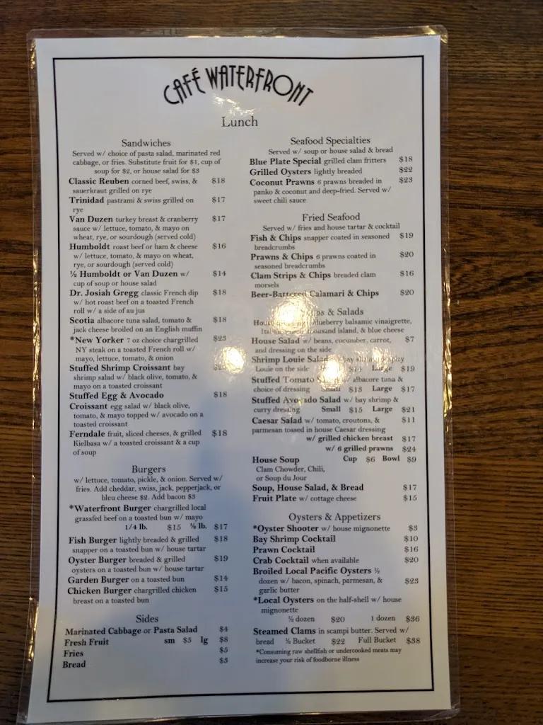 Menu_Café Waterfront_Eureka, CA_image_old_1