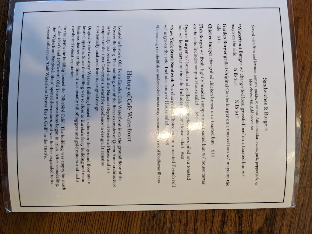 Menu_Café Waterfront_Eureka, CA_image_old_2