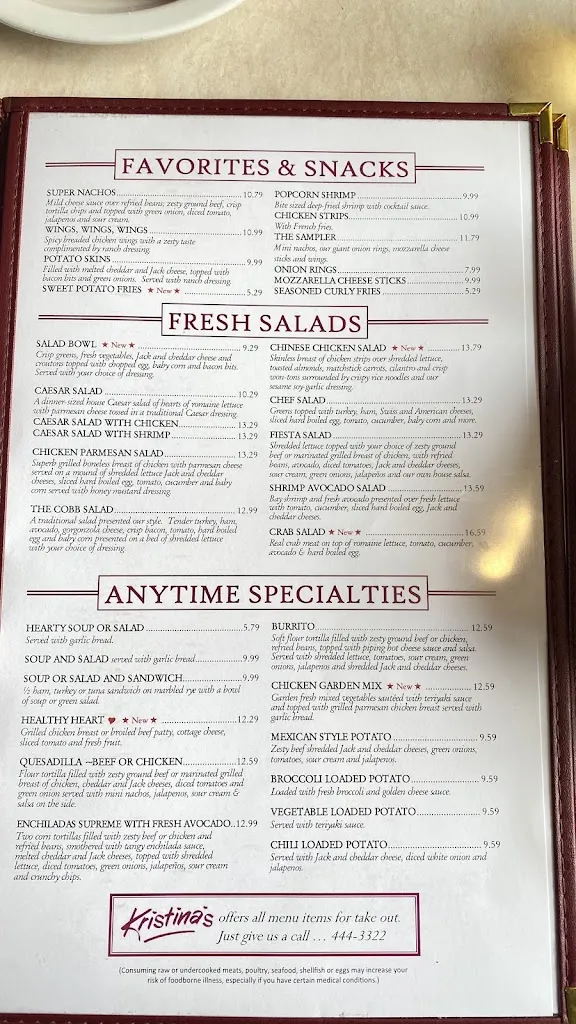 Menu_Kristina's Restaurant_Eureka, CA_image_old_1