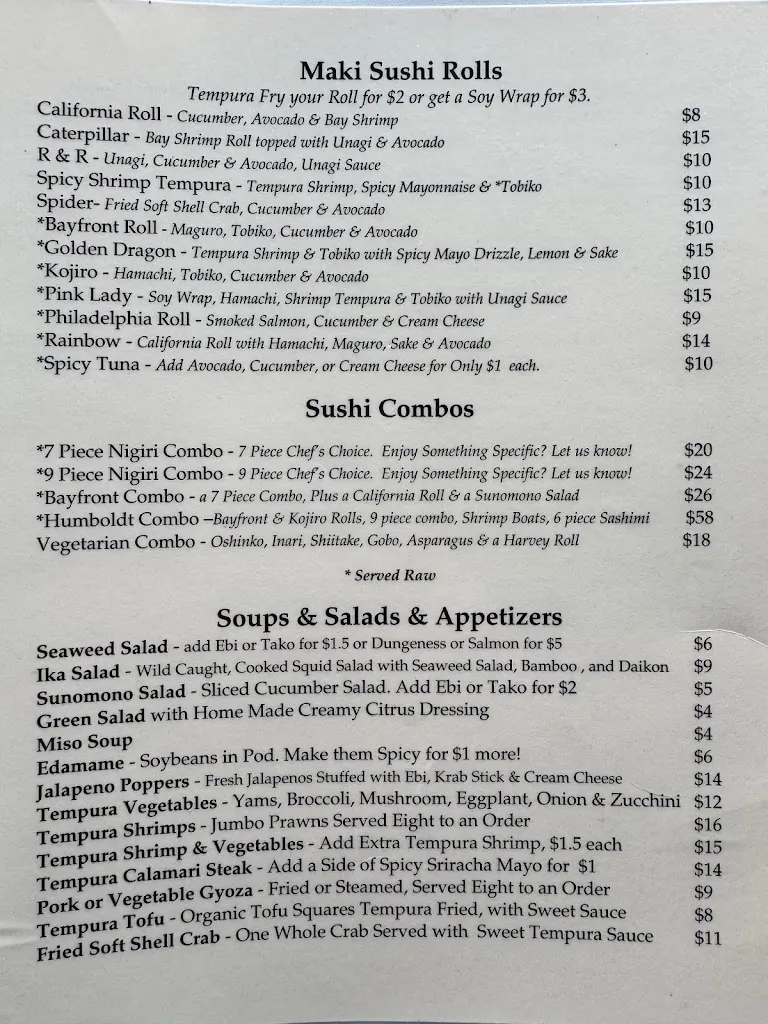 Menu_Bayfront Restaurant_Eureka, CA_image_old_1