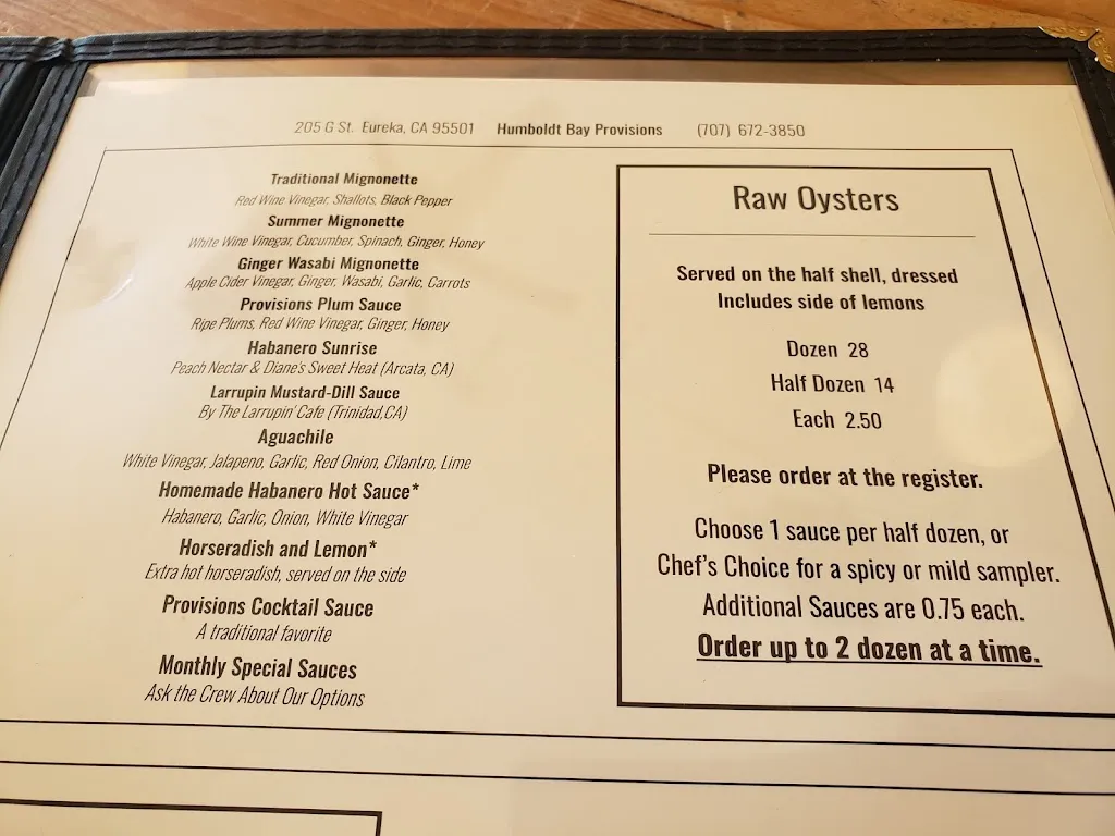 Menu_Humboldt Bay Provisions_Eureka, CA_image_old_1