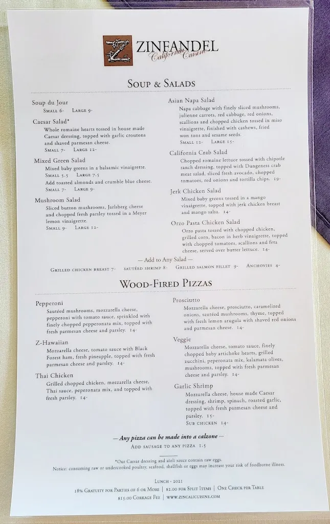 Menu_Zinfandel California Cuisine_Gold River, CA_image_old_3
