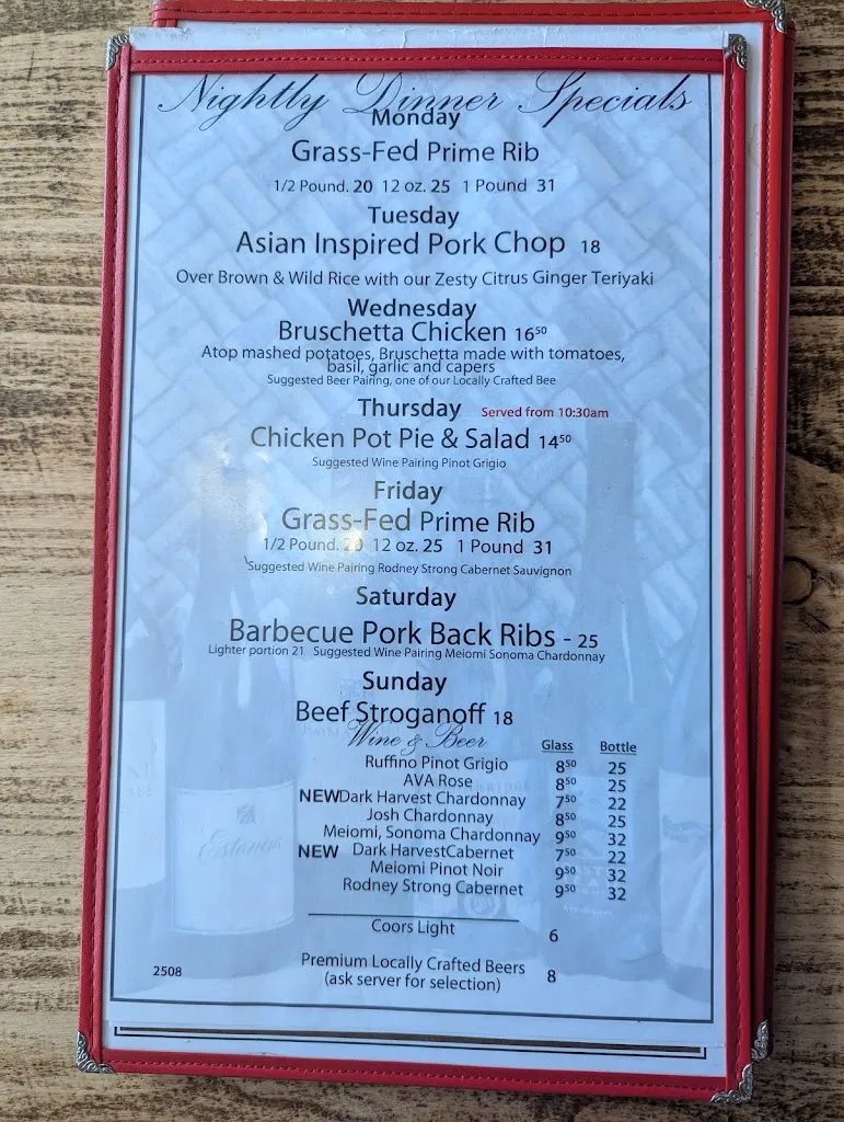 Menu_Brookfields Restaurant Rancho Cordova_Rancho Cordova, CA_image_old_2