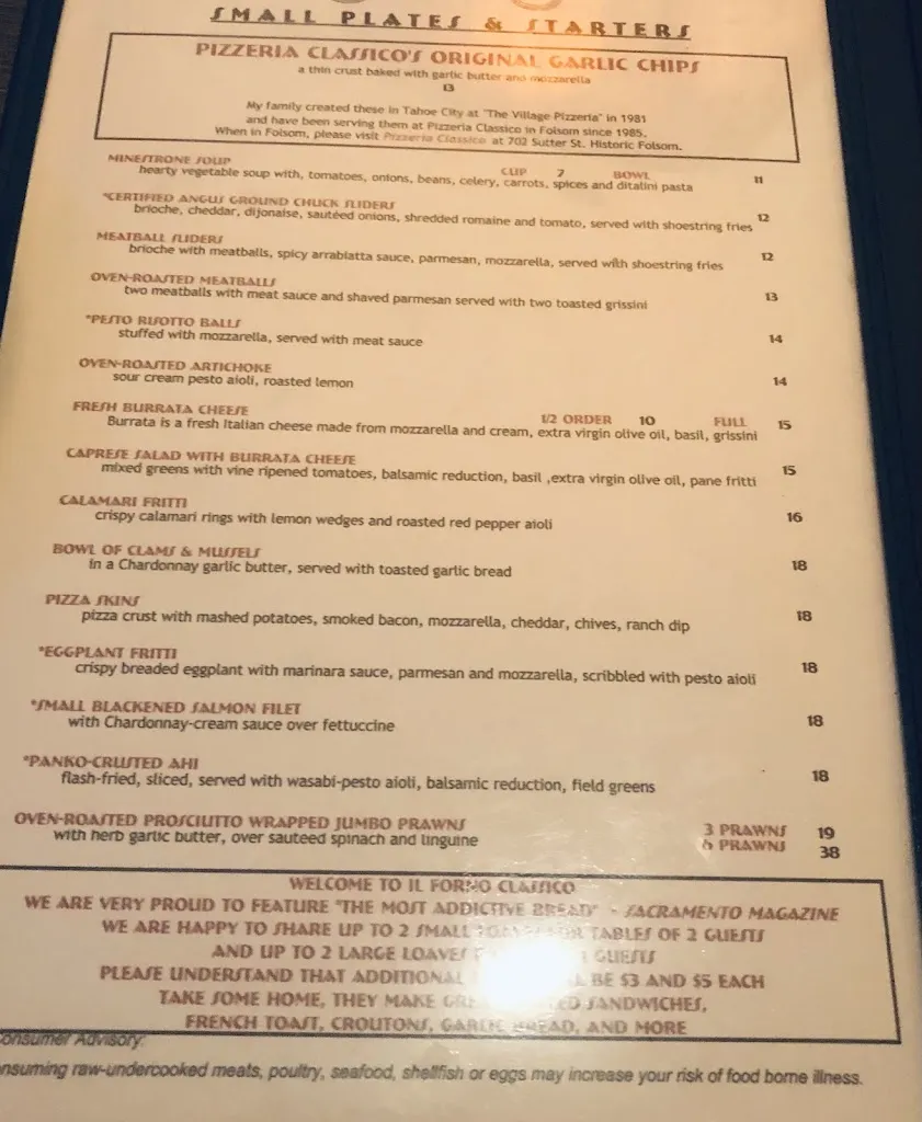 Menu_Il Forno Classico_Rancho Cordova, CA_image_old_1