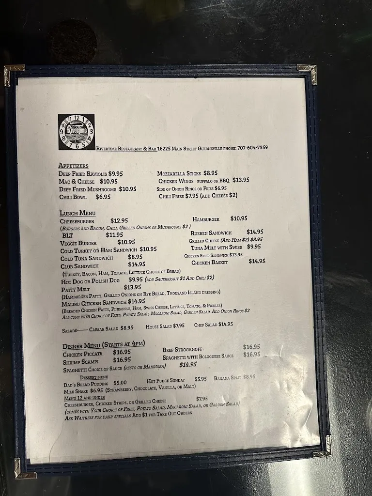 Menu_Rivertime Restaurant & Bar_Guerneville, CA_image_old_3