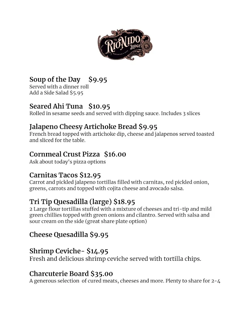 Menu_The Bar and Cafe at The Rio Nido Lodge_Guerneville, CA_image_old_3