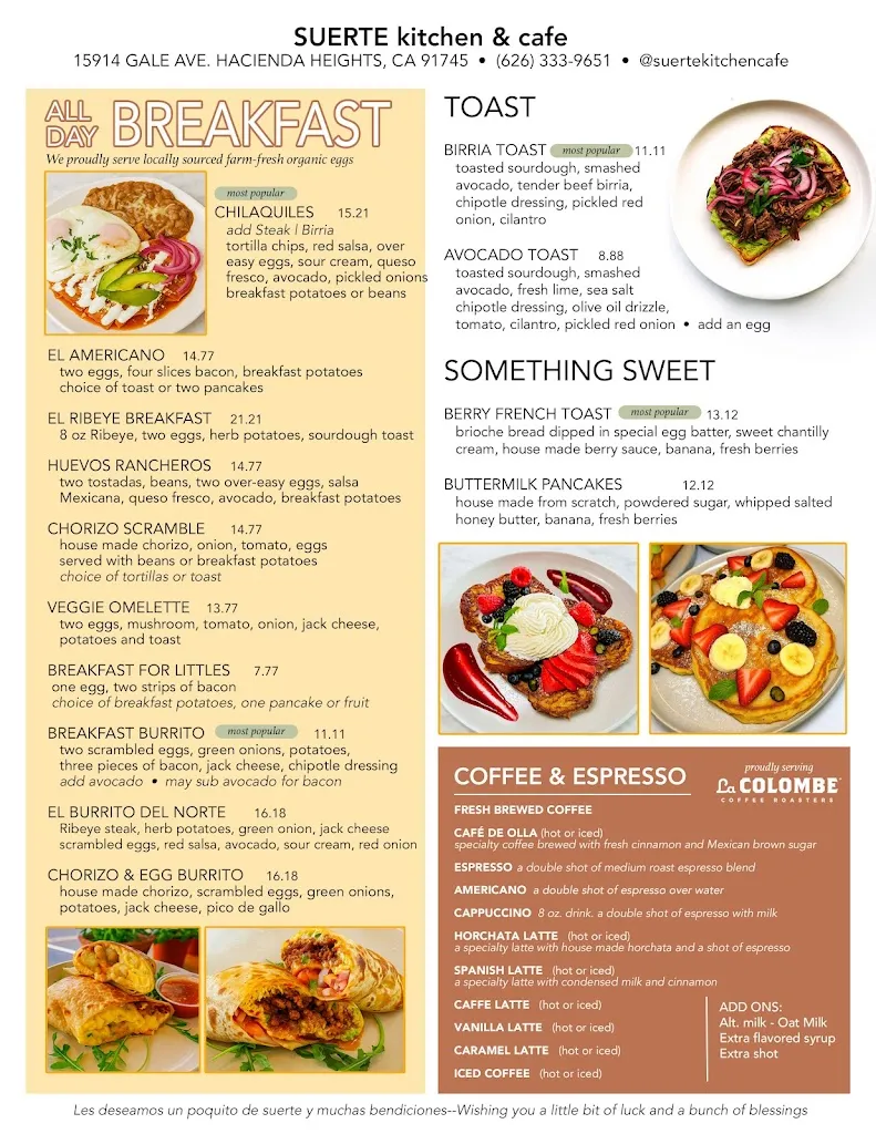 Menu_Suerte Kitchen & Cafe_Hacienda Heights, CA_image_old_1