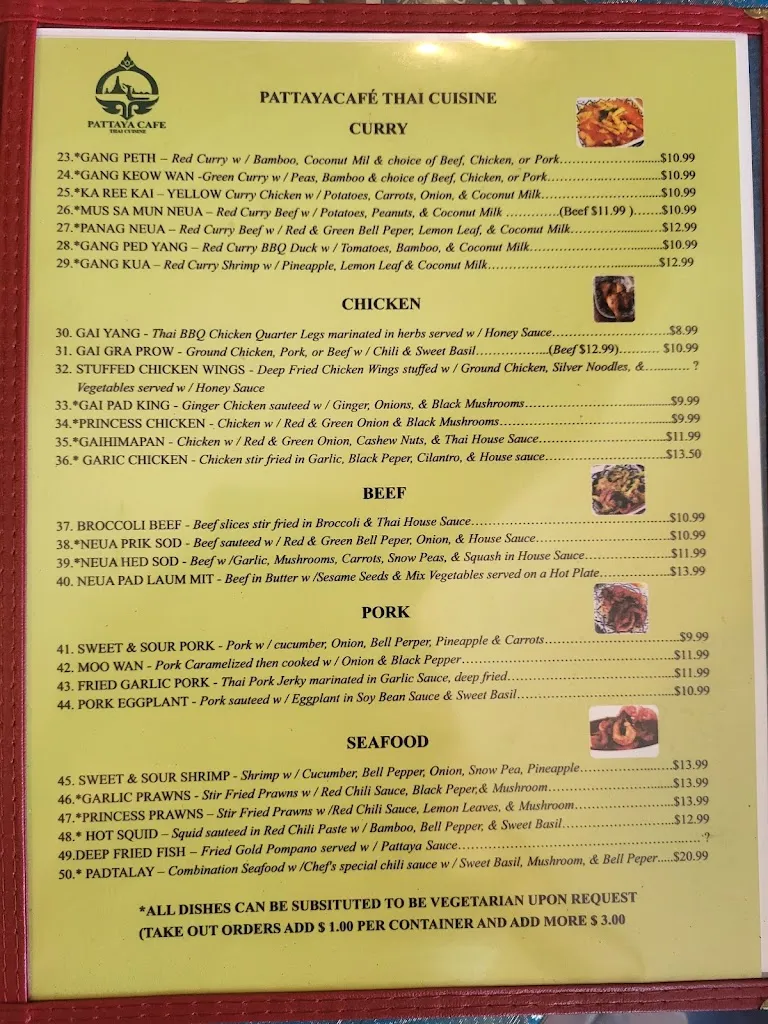 Menu_Pattaya Cafe Thai Cuisine_North Highlands, CA_image_old_1