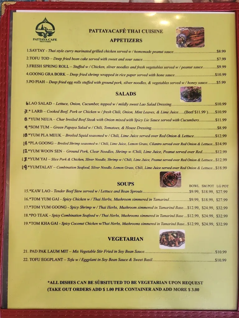Menu_Pattaya Cafe Thai Cuisine_North Highlands, CA_image_old_2