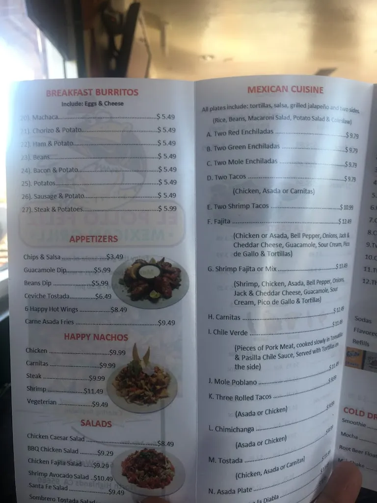 Menu_El Pollo Feliz_North Highlands, CA_image_old_3