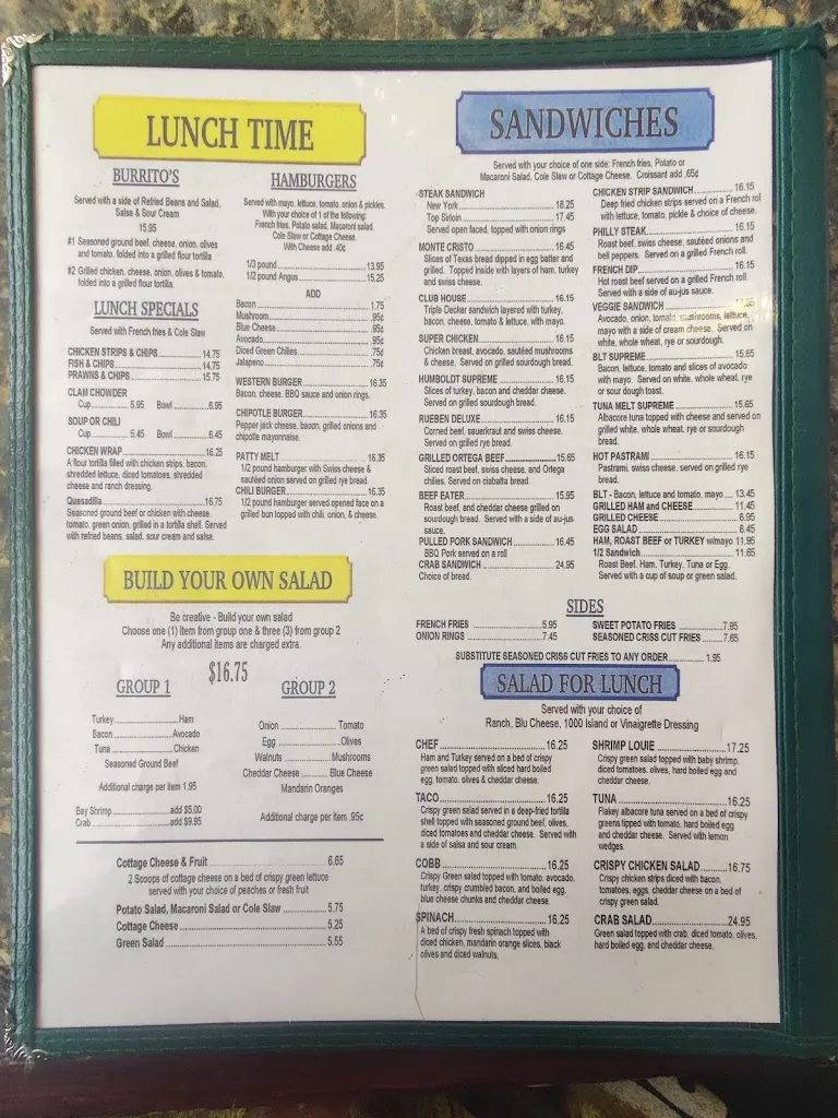 Menu_The Cutten Chalet_Eureka, CA_image_old_3