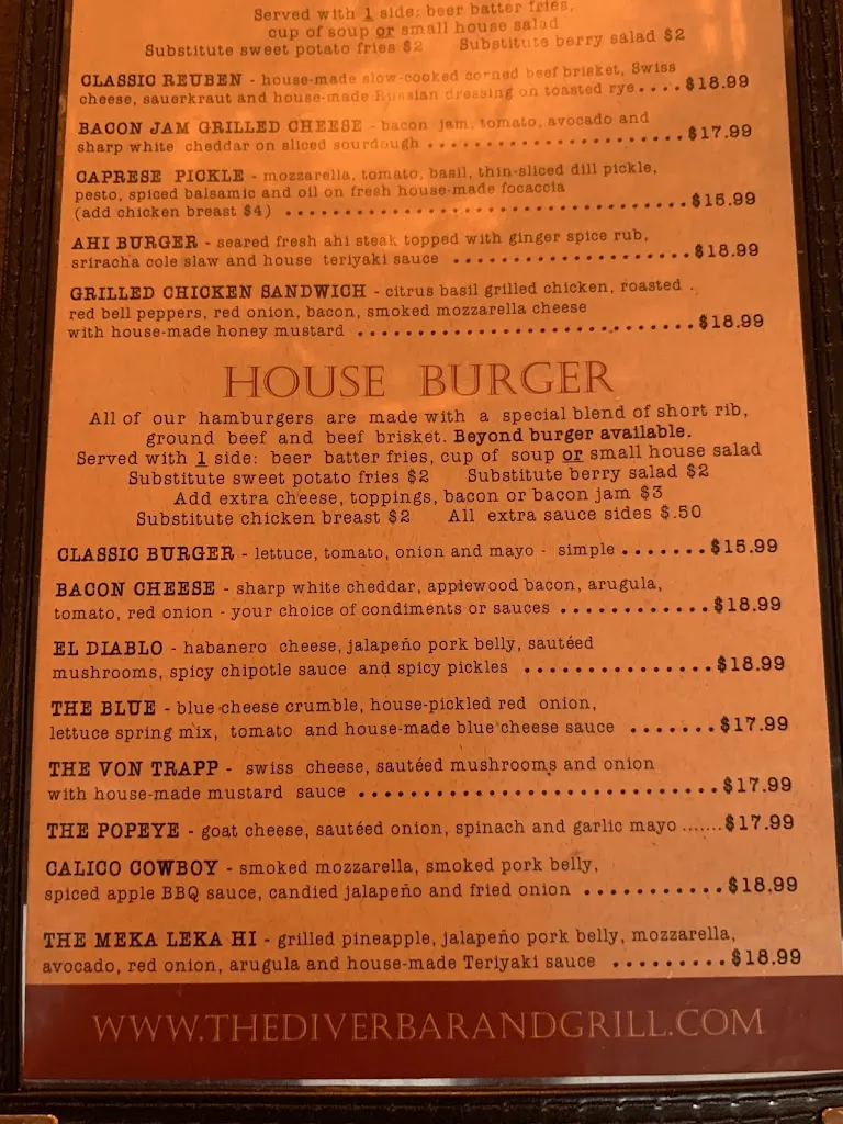 Menu_Diver Bar & Grill_Eureka, CA_image_old_2