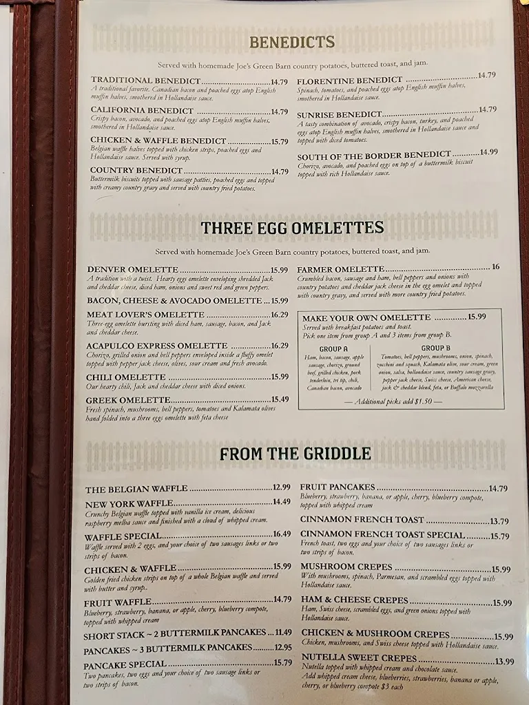 Menu_Joe's Green Barn Restaurant_McKinleyville, CA_image_old_1