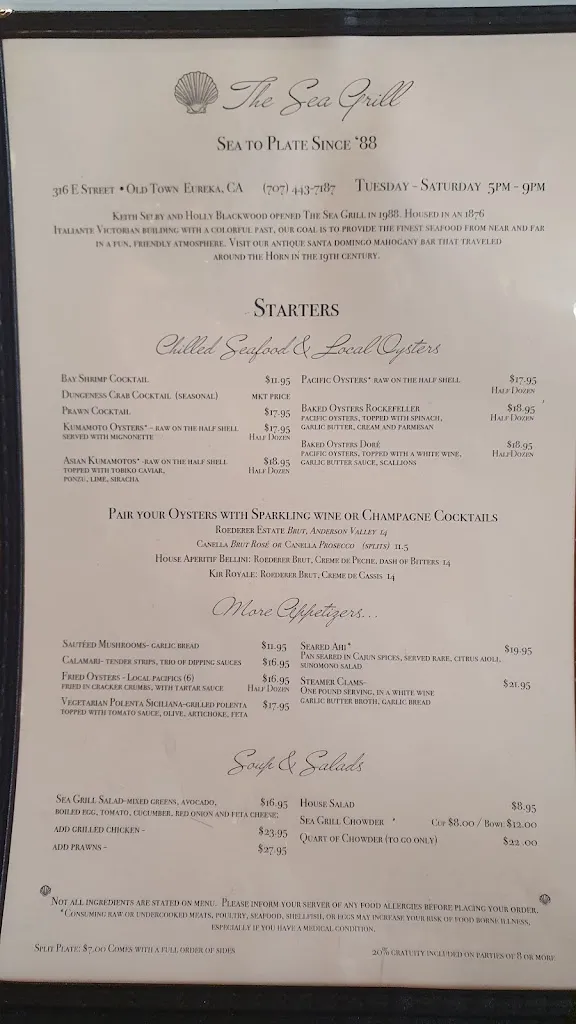 Menu_Sea Grill_Eureka, CA_image_old_1