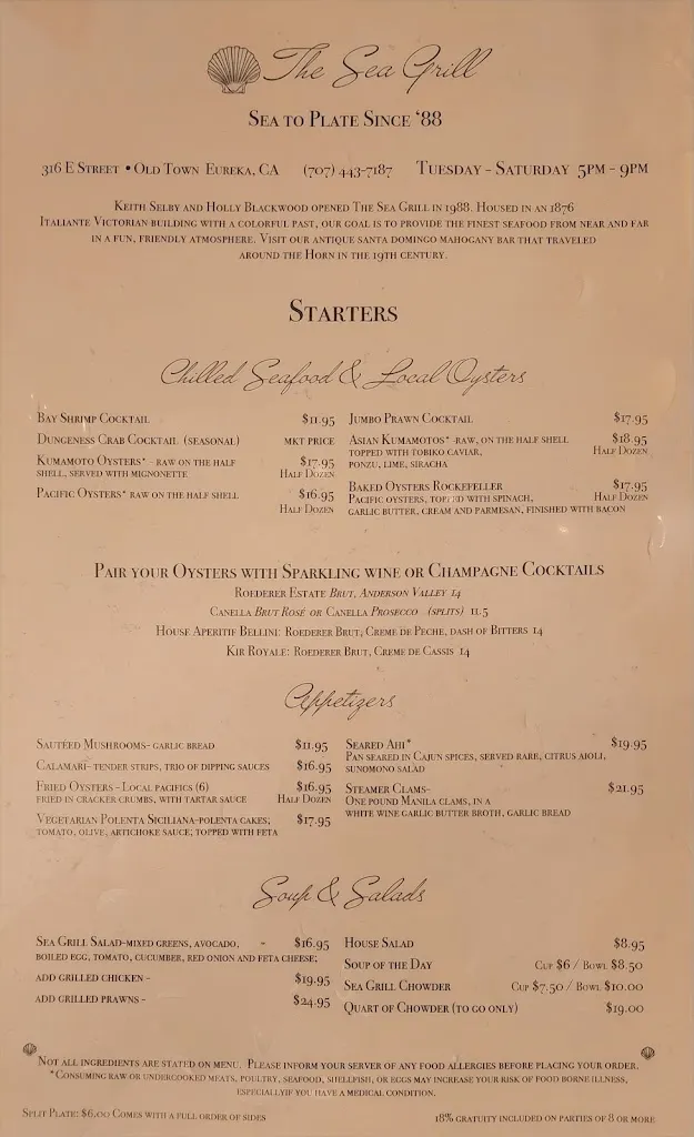 Menu_Sea Grill_Eureka, CA_image_old_3