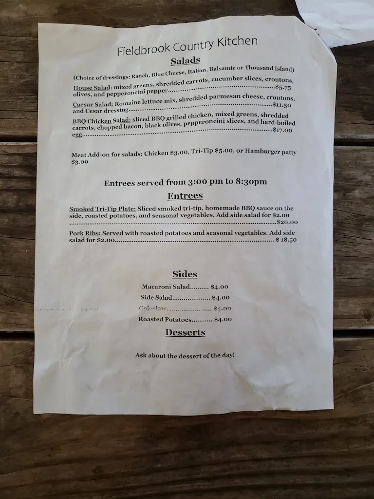 Menu_Fieldbrook Country Kitchen_McKinleyville, CA_image_old_1