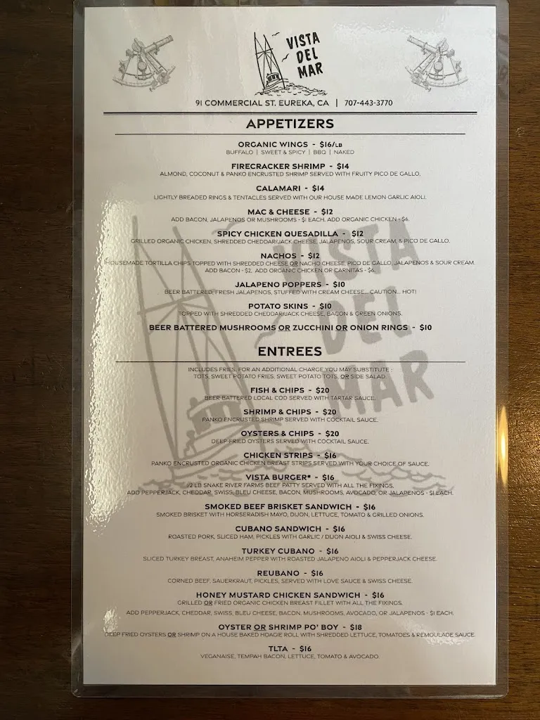 Menu_Vista Del Mar_Eureka, CA_image_old_2