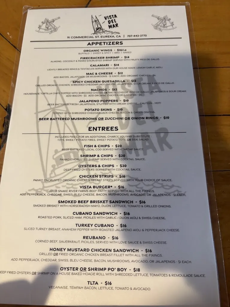 Menu_Vista Del Mar_Eureka, CA_image_old_3
