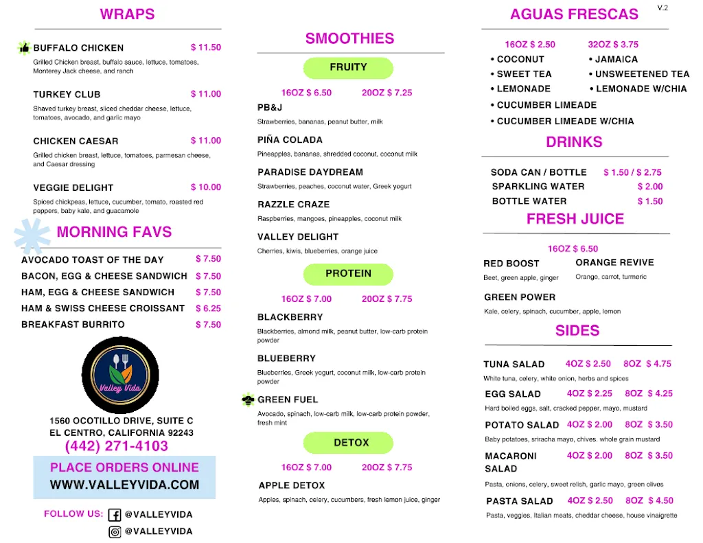 Menu_Valley Vida_El Centro, CA_image_old_2