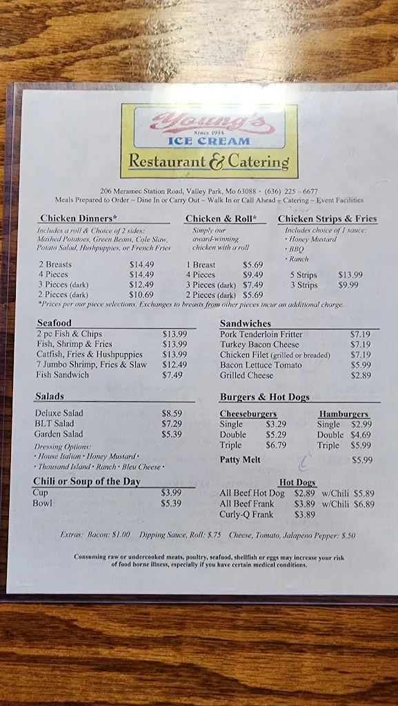 Menu_Young's Restaurant & Ice Creamery_Valley Park, MO_image_old_2