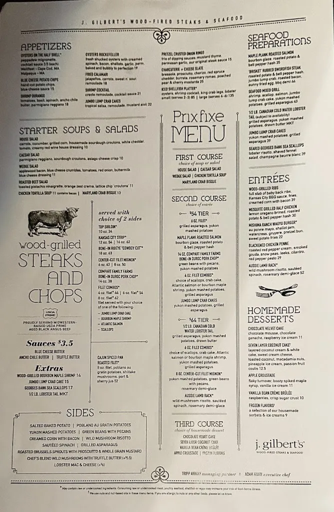 Menu_J. Gilbert's Wood-Fired Steaks & Seafood St. Louis_Des Peres, MO_image_old_1