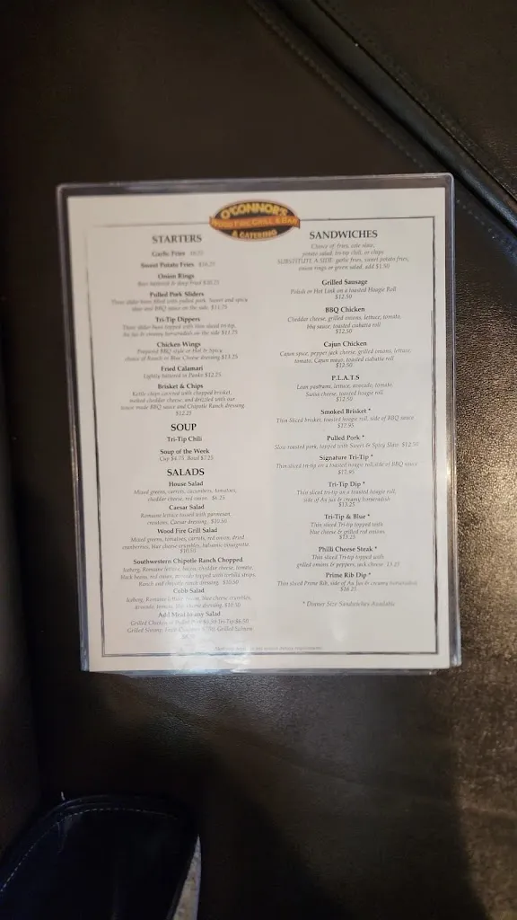Menu_O'Connors Wood Fire Grill and Bar & Catering Services_Orangevale, CA_image_old_3