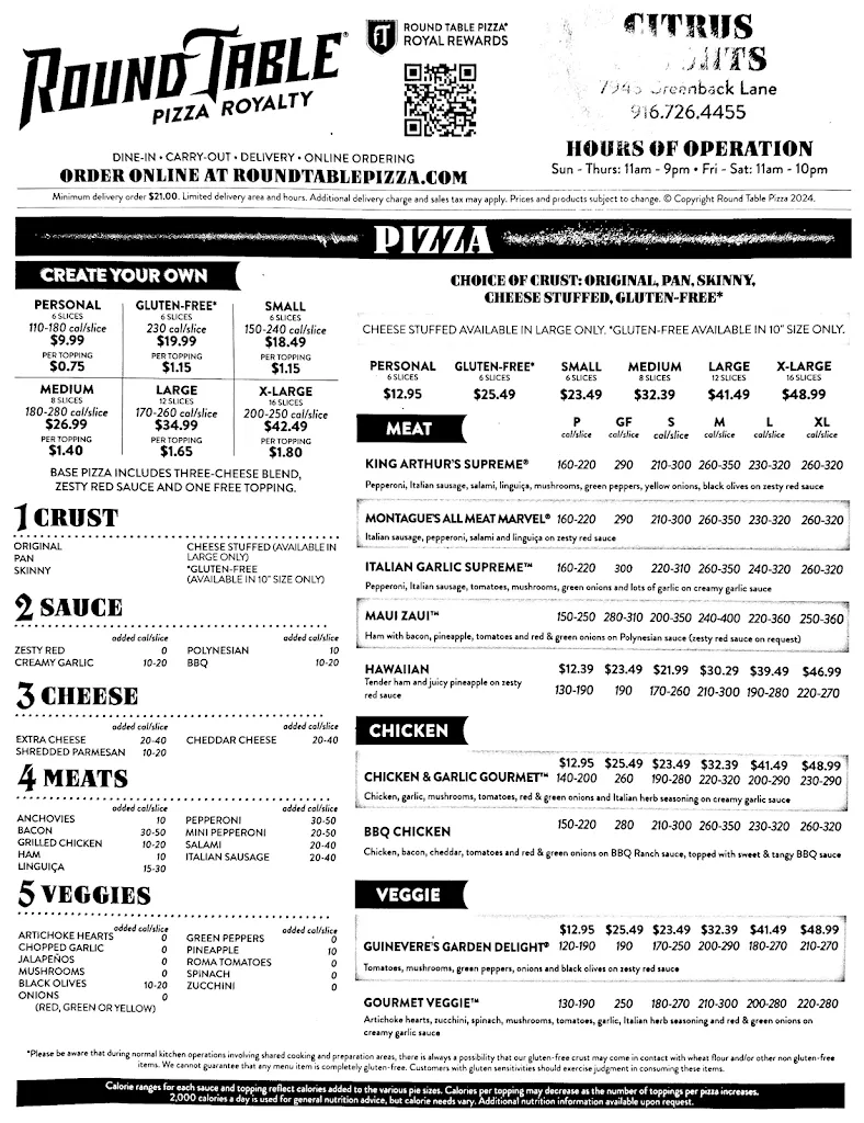 Menu_Round Table Pizza_Citrus Heights, CA_image_old_1