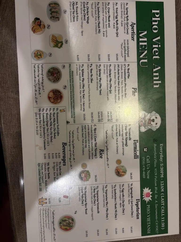 Menu_Pho Viet Anh - In Butterfield Plaza_Sacramento, CA_image_old_2