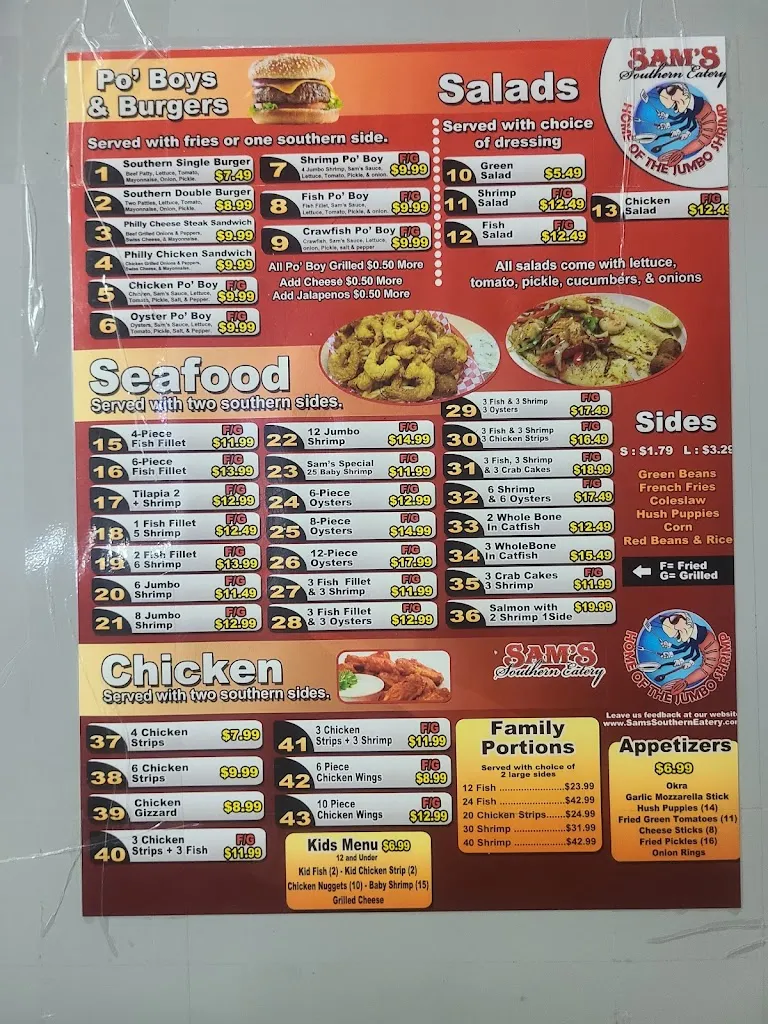 Menu_Sam's Southern Eatery_Temple, TX_image_old_1