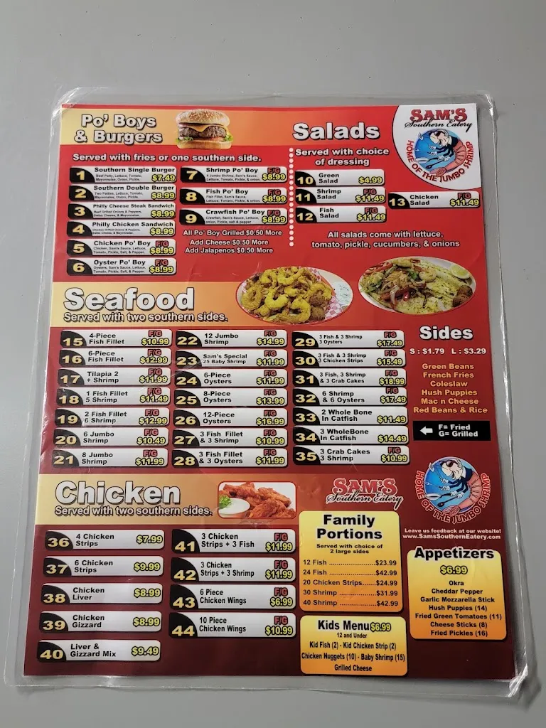 Menu_Sam's Southern Eatery_Temple, TX_image_old_2