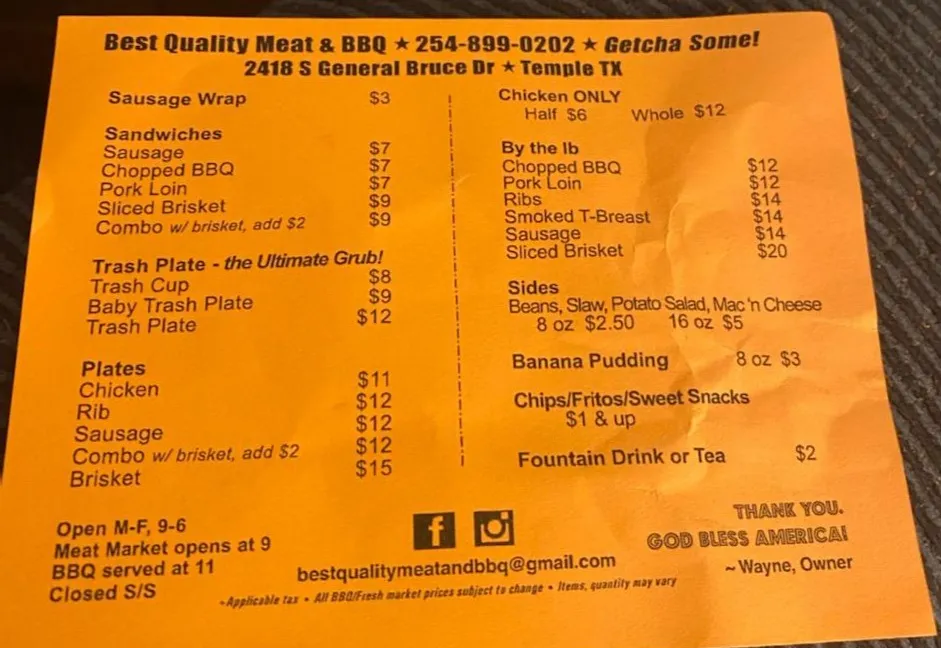 Menu_Best Quality Meat & BBQ_Temple, TX_image_old_1