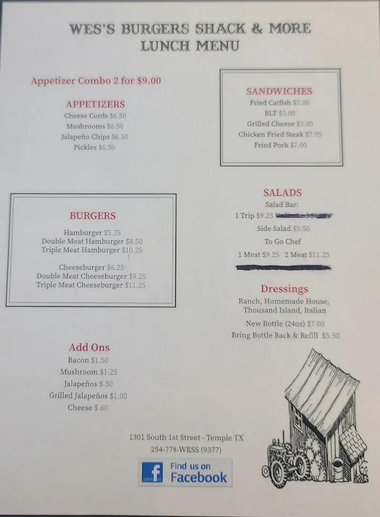 Menu_Wes's Burger Shack_Temple, TX_image_old_3
