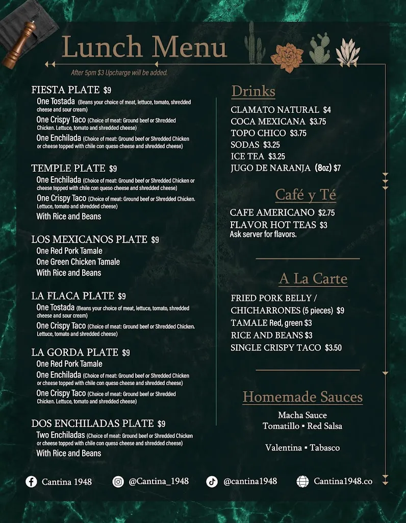 Menu_Cantina 1948_Temple, TX_image_old_1