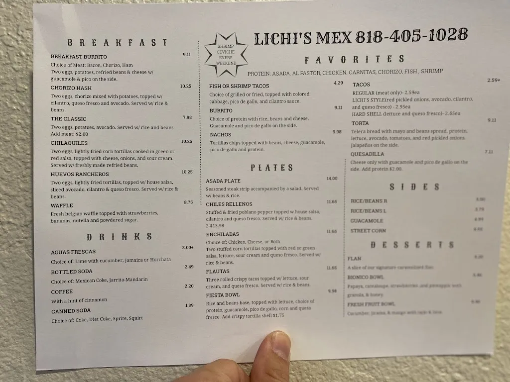 Menu_LICHI'S MEX_Tujunga, CA_image_old_3
