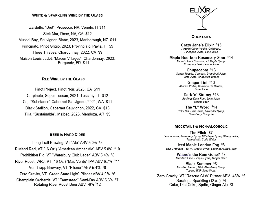 Menu_Elixir_White River Junction, VT_image_old_2