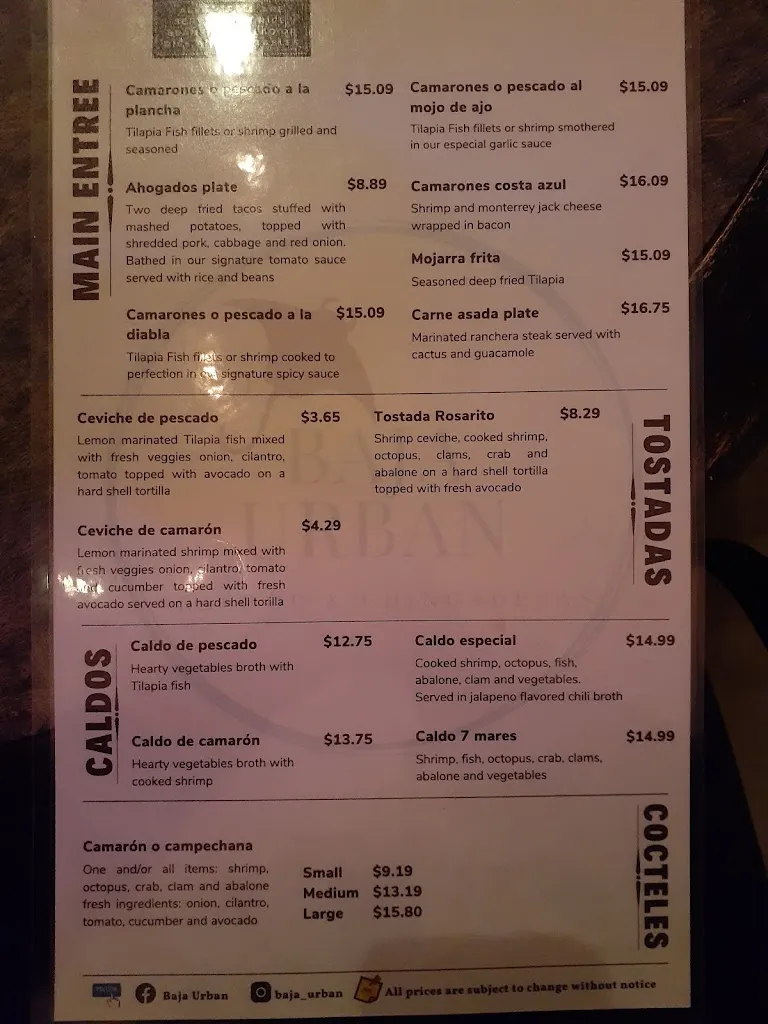 Menu_Baja Urban Seafood_La Puente, CA_image_old_2
