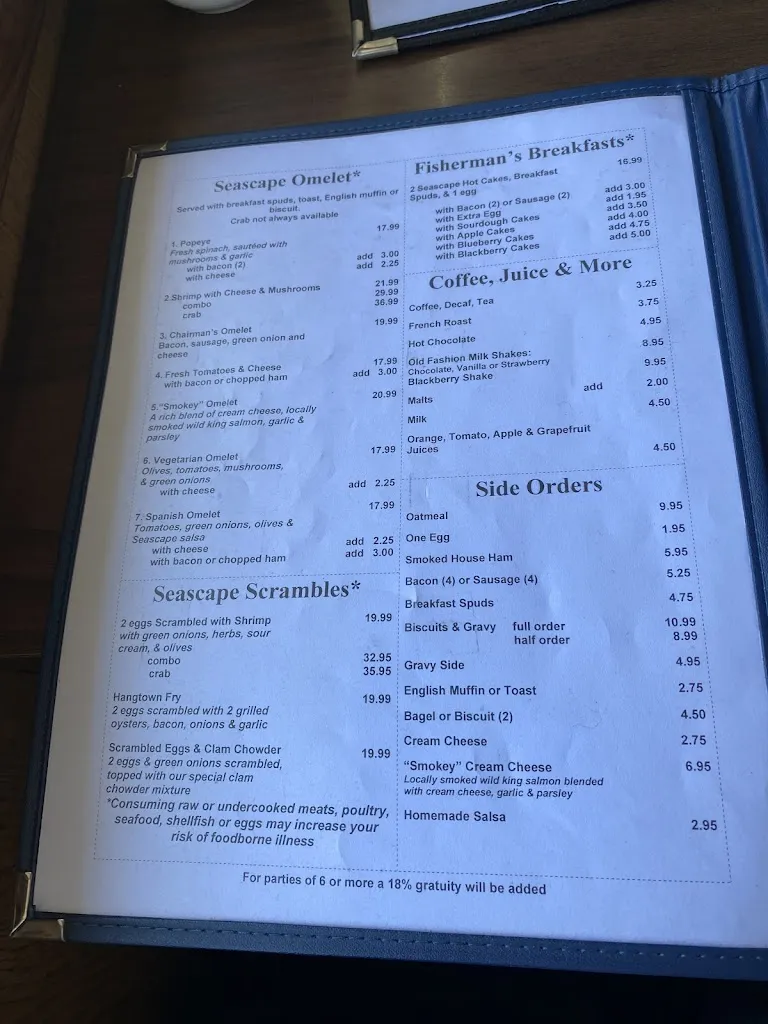 Menu_Seascape Restaurant_Trinidad, CA_image_old_3