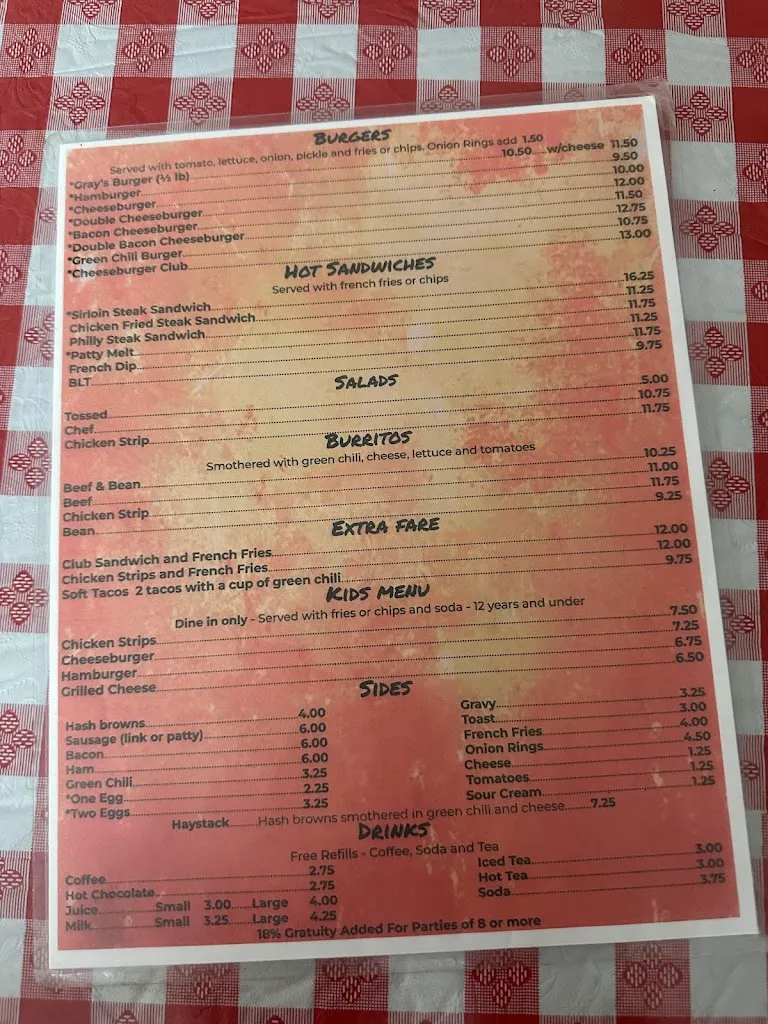 Menu_Gray's Cafe_Ault, CO_image_old_1