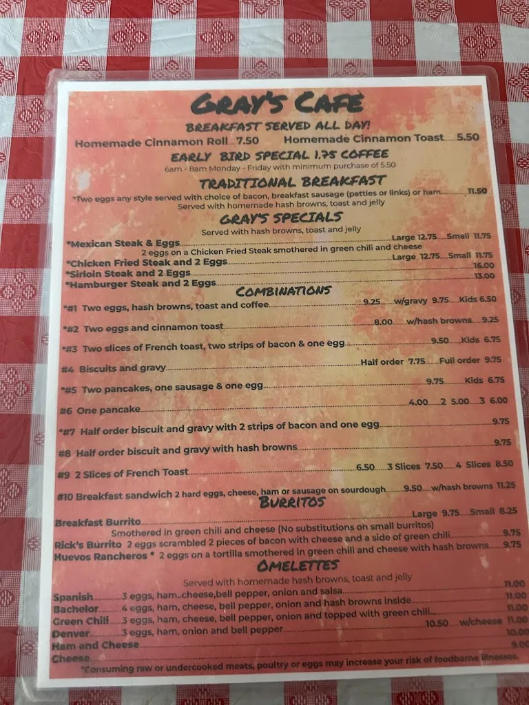 Menu_Gray's Cafe_Ault, CO_image_old_2