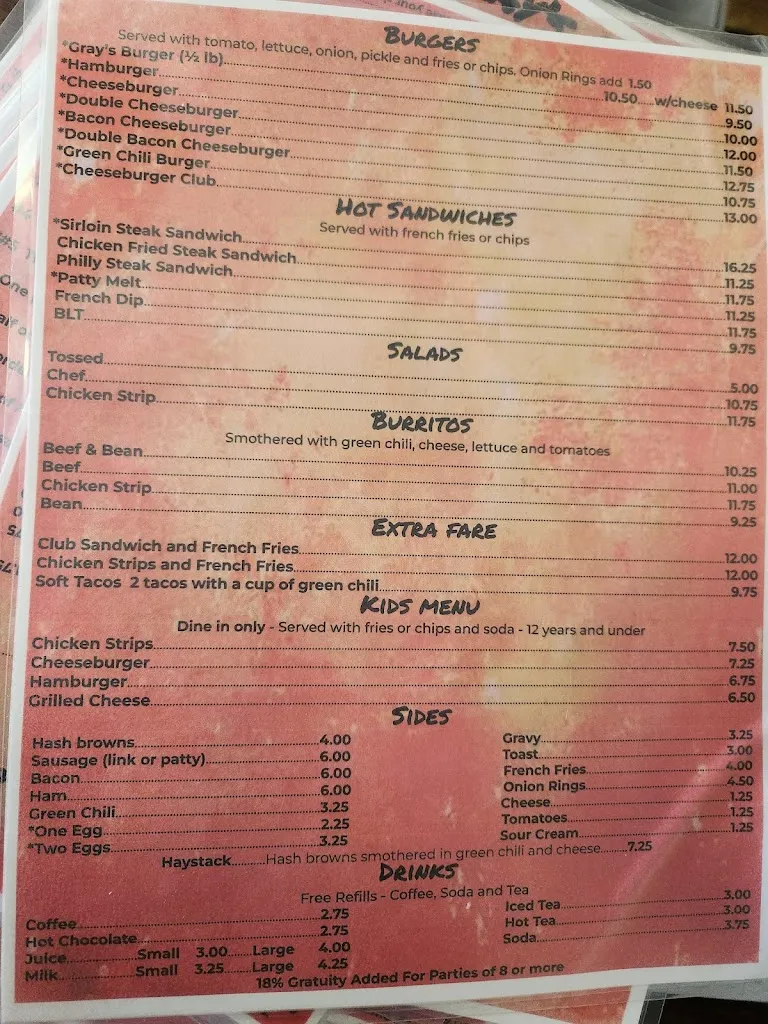 Menu_Gray's Cafe_Ault, CO_image_old_3