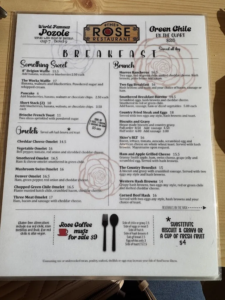 Menu_The Rose_Pagosa Springs, CO_image_old_3