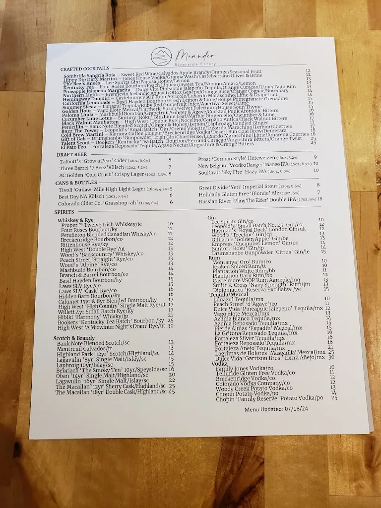 Menu_Meander Riverside Eatery_Pagosa Springs, CO_image_old_3