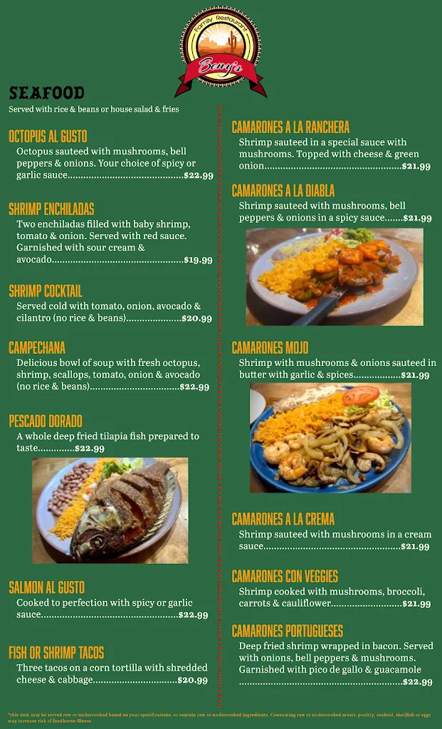 Menu_Beny's Authentic Mexican Restaurant and Bar_Pagosa Springs, CO_image_old_3