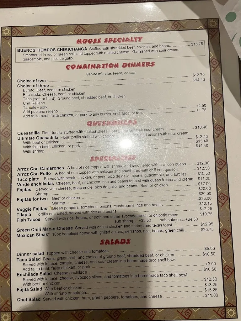 Menu_Buenos Tiempos_Broomfield, CO_image_old_1