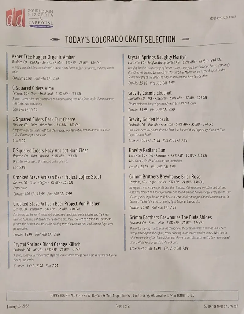 Menu_Double D's Sourdough Pizzeria & Taphouse_Broomfield, CO_image_old_2