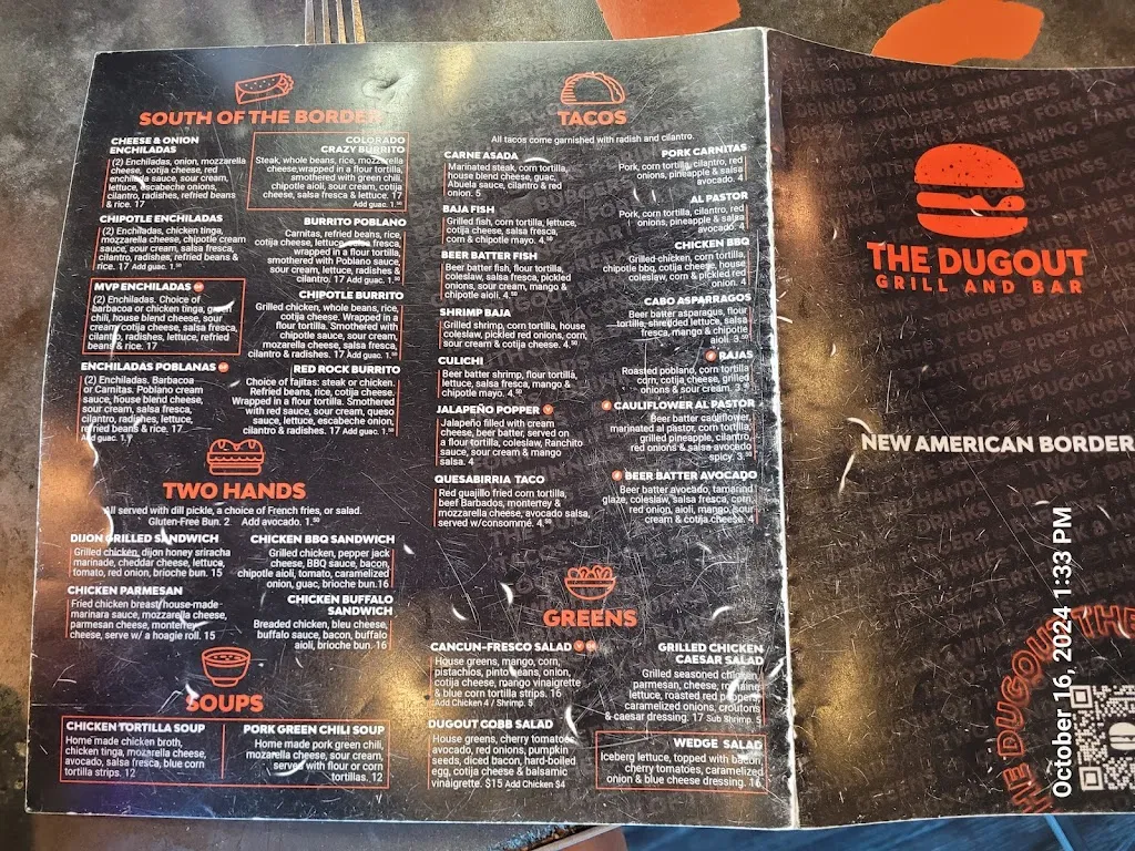 Menu_The Dugout Grill & Bar_Erie, CO_image_old_2