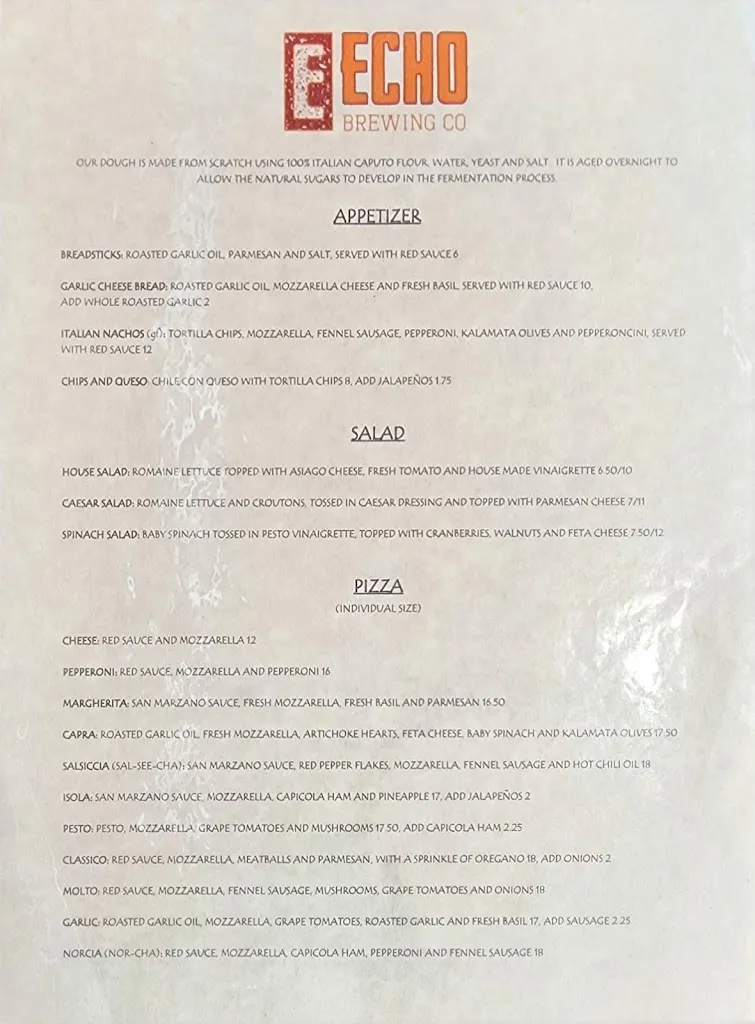 Menu_Echo Brewing and Pizzeria_Erie, CO_image_old_1