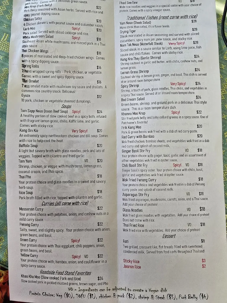 Menu_Patcharee's Kitchen_Gunnison, CO_image_old_1